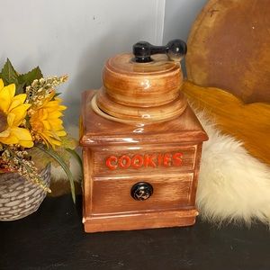 . Vintage McCoy Cookie Jar - Tan Ceramic Coffee Grinder Shaped Cookie Jar